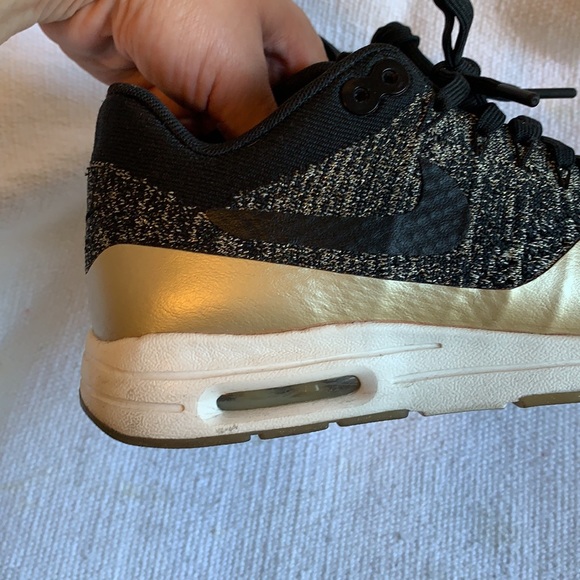 Nike Air Max 1 Ultra Flyknit Metallic Gold Sneakers - Picture 6 of 14